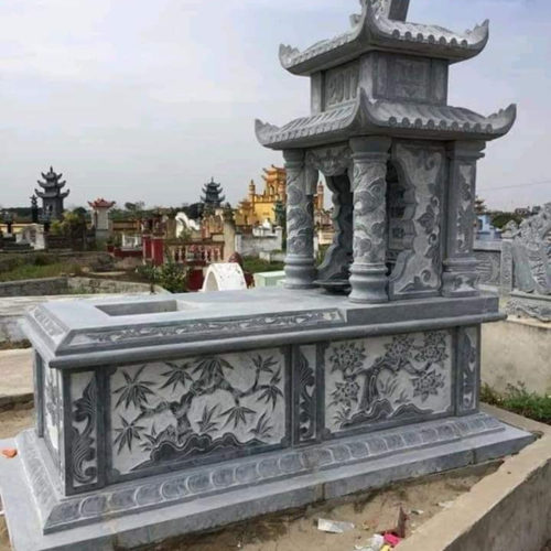 Báo Giá Mộ Đá 2 Mái Chuẩn Phong Thủy, Đẹp Nhất 2021 (PT06)