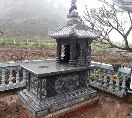 mộ đá 1 mái đá xanh đen