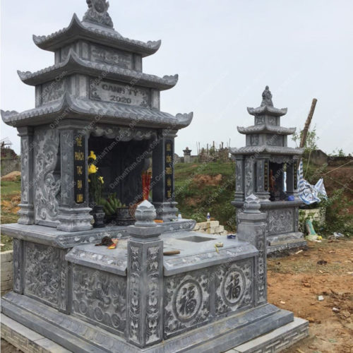 Báo Giá Mộ Đá 3 Mái Chuẩn Phong Thủy, Đẹp Nhất 2021 (PT09)