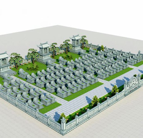 Lăng Mộ Đá (VIP) - Bản Vẽ Thiết Kế Phối Cảnh 3D (PT93) - Đá Phát Tâm