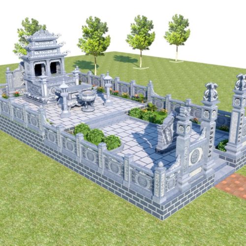 Lăng Mộ Đá - Bản Vẽ Thiết Kế Phối Cảnh 3D (PT91) - Đá Phát Tâm
