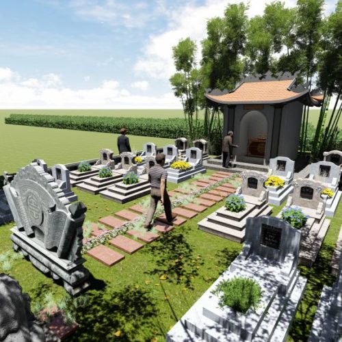 bố trí mộ nghĩa trang gia đình, đá phát tâm