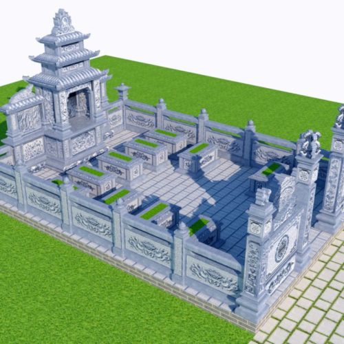 Lăng Mộ Đá - Bản Vẽ Thiết Kế Phối Cảnh 3D (PT90) - Đá Phát Tâm