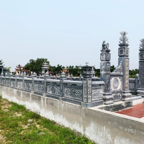 Lăng mộ đá xanh đen loại 1 + xanh rêu cao cấp - Đẹp, Chuẩn Phong Thủy (PT132)